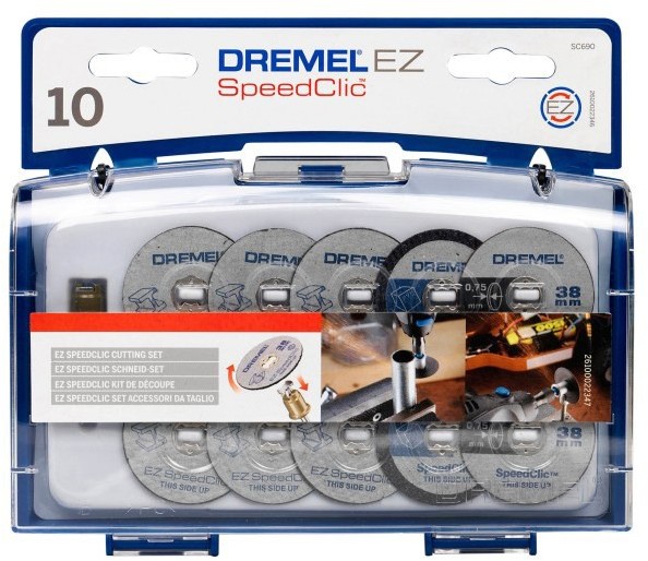 Dremel SpeedClic zestaw 10 tarcz do cięcia i trzpień SpeedClick 2615S690JA