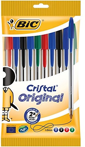BIC Cristal Original długopis, 1,0 mm, różne kolory, 10 sztuk w woreczku 830865
