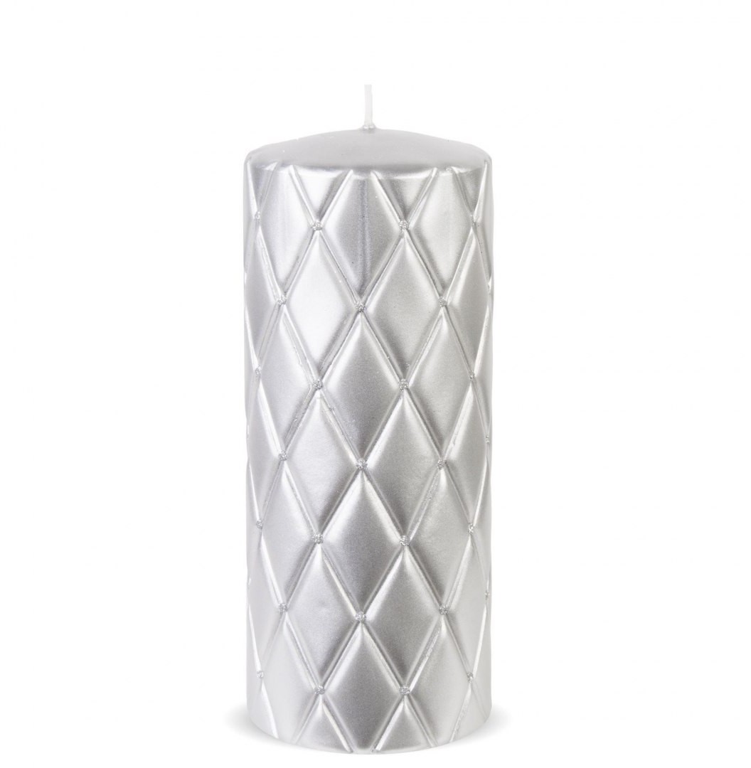 Lumarko Lumarko Świeca Walec Duży Parafin 7xh18cm Srebrny! BC2421 Mondex