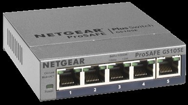 Netgear 5 x 10/100/1000 Prosafe PLUS Switch (management via PC utility) GS105E-200PES