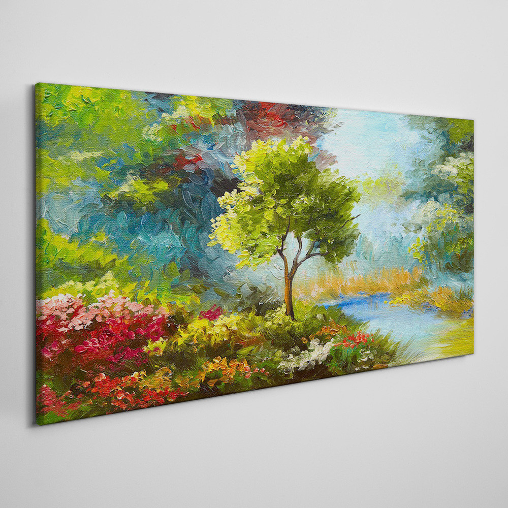PL Coloray Obraz na Płótnie Abstrakcja Kwiaty las Natura 140x70cm