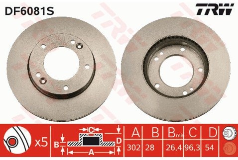 TRW Tarcza hamulcowa DF6081S