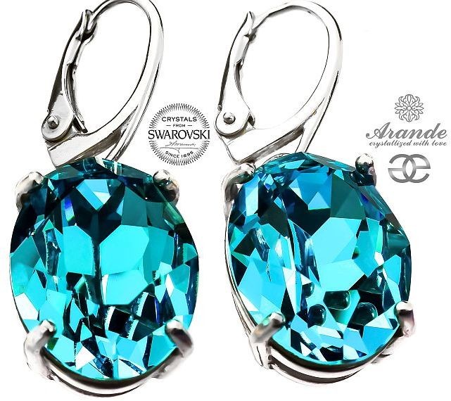 Swarovski NOWE przepiękne kolczyki turkusowe TURQUOISE SREBRO