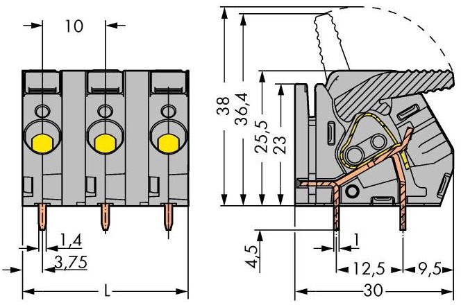 Wago Zacisk sprężynowy 6.00 mm Ilość PIN 4 2706-254 Kolor szary 30 szt 2706-254