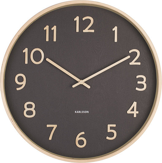 Karlsson Zegar ścienny Pure 40 cm czarny z drewnianą ramą KA5852BK