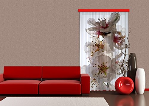 AG Design Firanka/zasłona FCP L 6506 kwiaty, 140x245 cm, 1-częściowy 