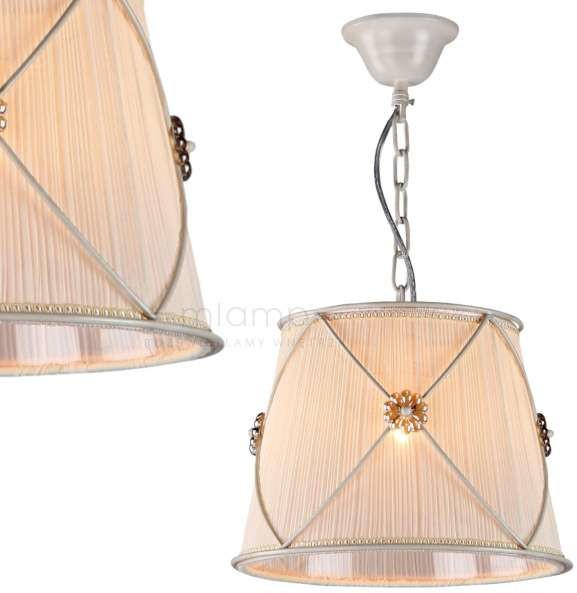 Maytoni LAMPA wisząca LEA ARM369-11-G Maytoni plisowana OPRAWA okrągły zwis abażurowy shabby biały ARM369-11-G