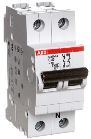 ABB Wyłącznik nadprądowy 1P+N C 40A 6kA AC S201-C40 NA 2CDS251103R0404