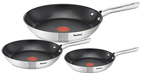 Tefal DUETTO przyczepna blacha patelnia-zestaw, stal nierdzewna/czarna, 28 cm CM, 3-jednostek A704S3