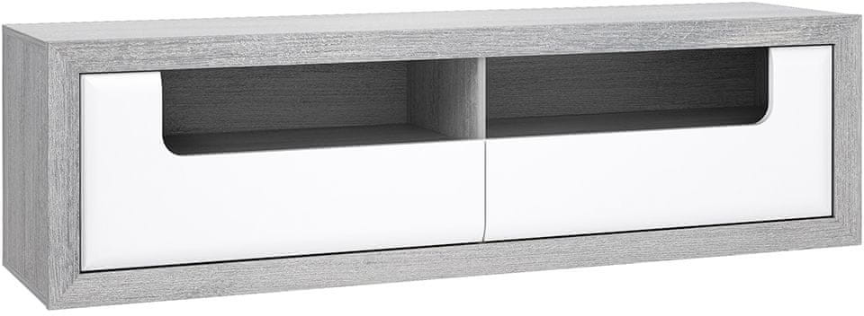 shumee Szafka RTV Dąb Nordycki Szary Biały połysk