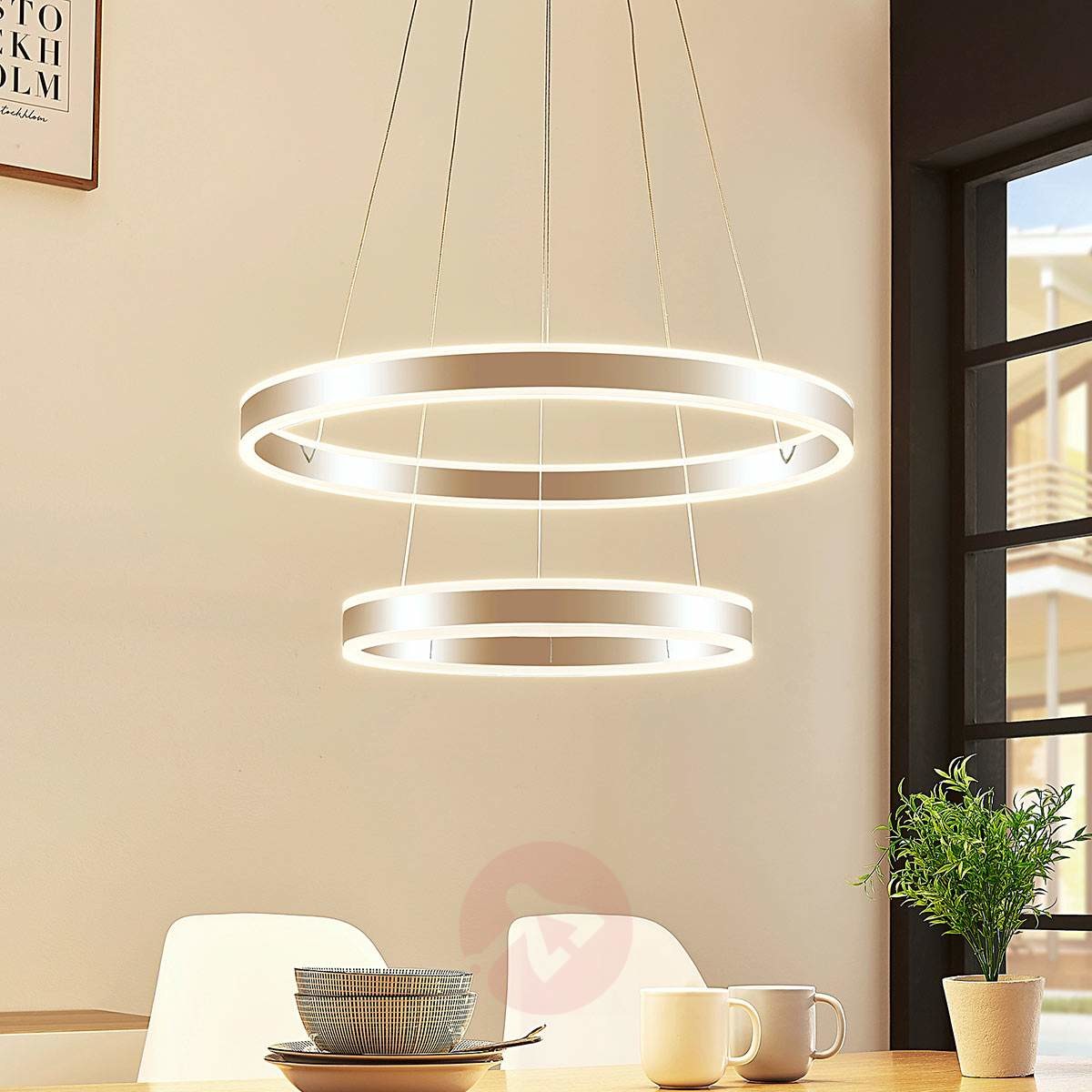 Lindby Moderne dubbele hanglamp chroom incl. LED 3-staps dimbaar - Lyani