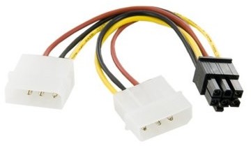 4World Kabel Rozdzielacz zasilania 2x HDD/ 6PIN BTX - Kabel zasilający do kart graficznych 2x MOLEX (06128)