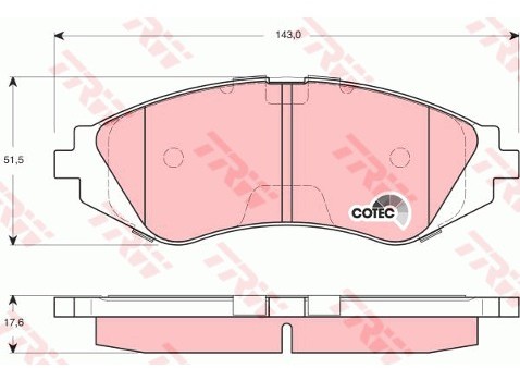 TRW Zestaw klocków hamulcowych, hamulce tarczowe GDB3265