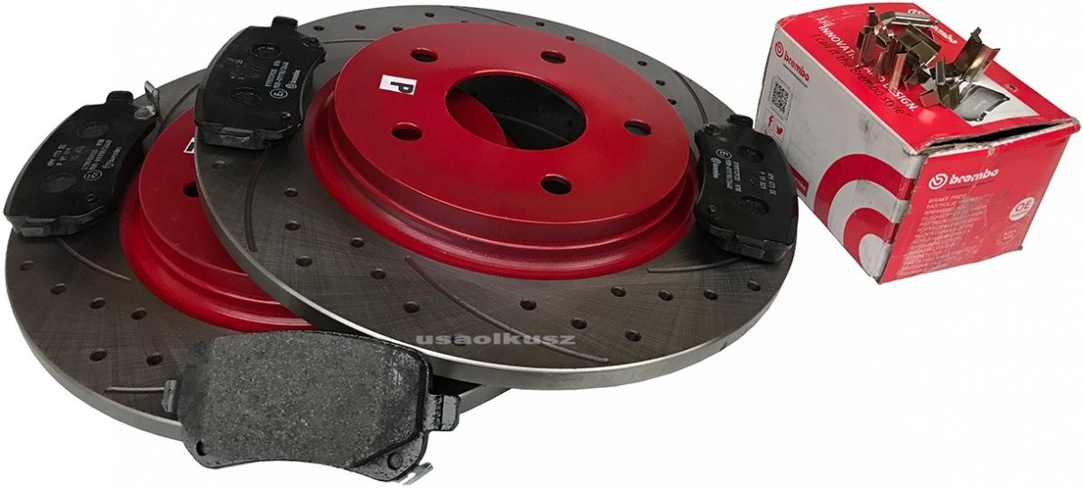 BREMBO Tylne klocki WIERCONE tarcze hamulcowe 305mm RED Lancia Voyager 2530Sr+P11021