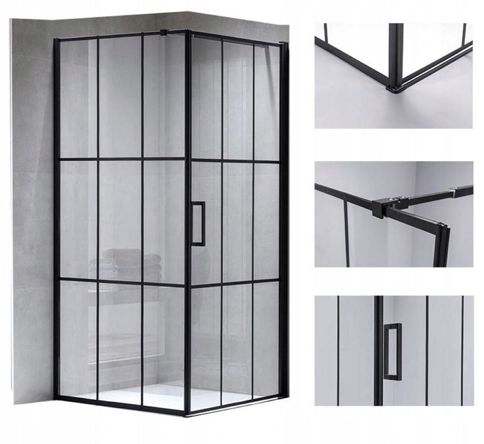 231 HYDAR KABINA PRYSZNICOWA 80x80 SZKŁO 6mm KWADRAT CZARNA 23178255 78255-uniw