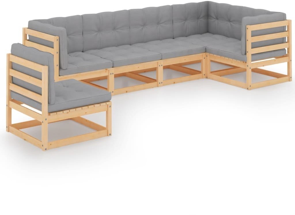 vidaXL 6-cz. zestaw wypoczynkowy do ogrodu, z poduszkami, lita sosna 3076614