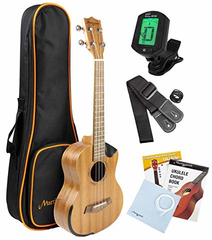 AN Martin Smith Martin Smith UK-712T-N 66-calowy zestaw ukulele z prawdziwego drewna sapelowego z wyściełaną obudową stroik ukulele i struny Aquila UK-712T-N