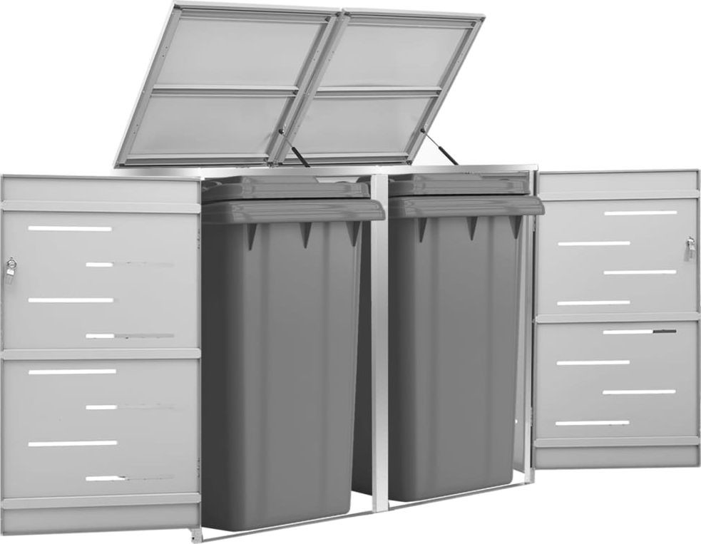 vidaXL Osłona na 2 kosze na śmieci 138x77,5x115,5 cm stal nierdzewna 149567