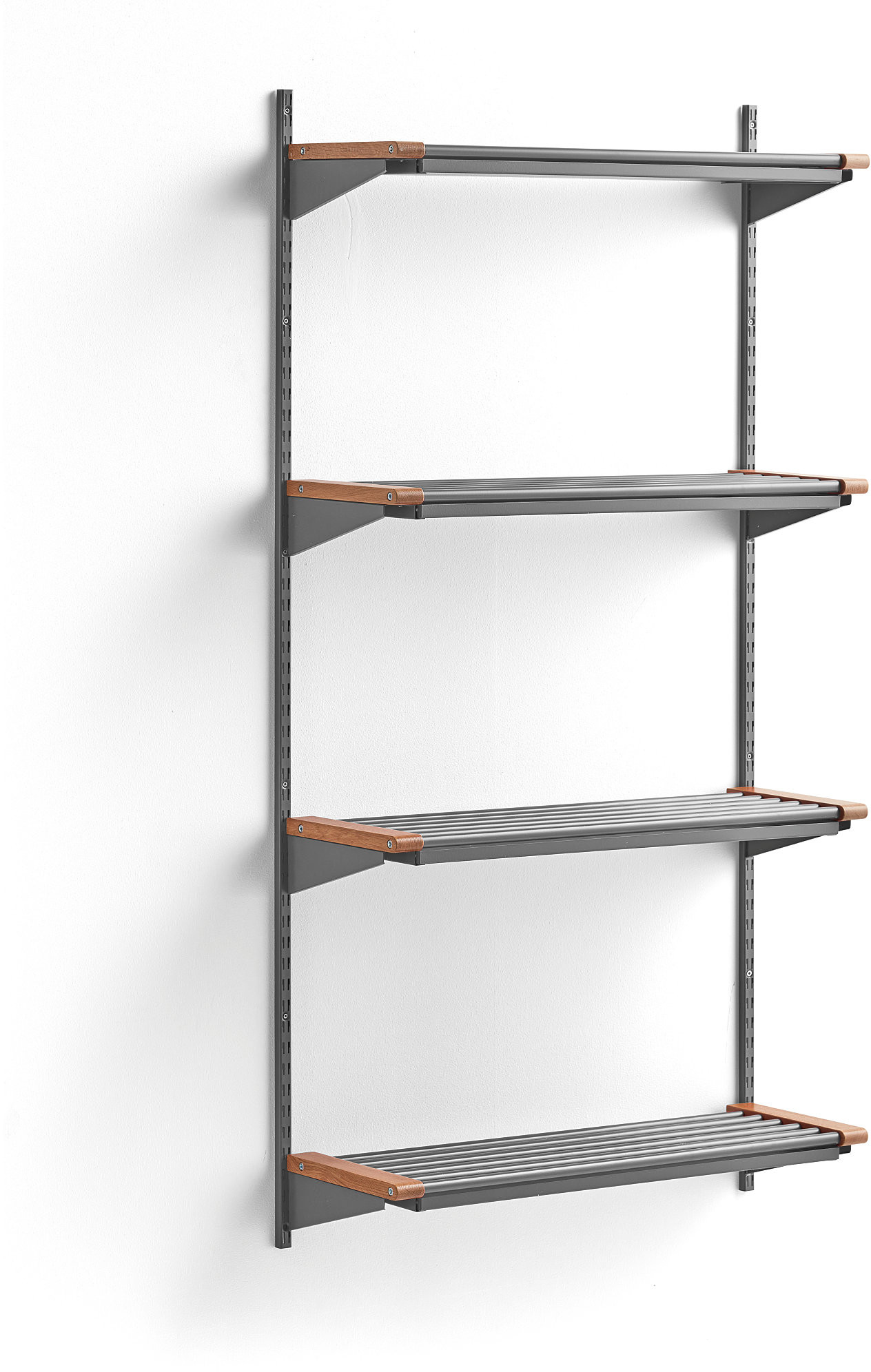 AJ Produkty Stojak na obuwie JEPPE, 4 półki, moduł podstawowy, 1790x900x310 mm, aluminium/dąb