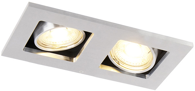 QAZQA Oprawa do wbudowania prostokątna aluminium 2-źródła światła - Qure