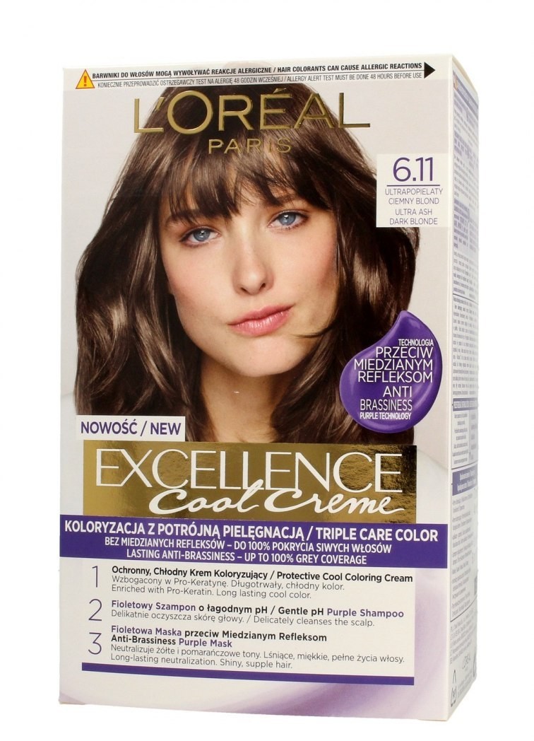 Loreal Excellence Cool Creme Krem koloryzujący 6.11 Ultra Popielaty Ciemny Blond 1op. 121805