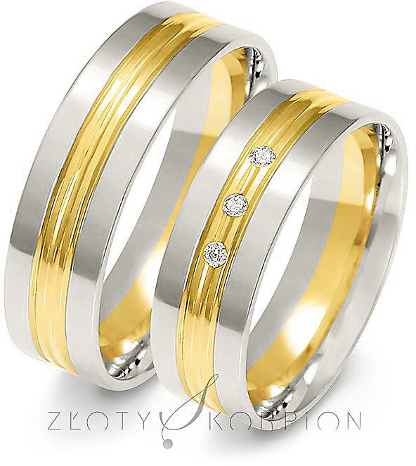 Złoty Skorpion Obrączki ślubne dwukolorowe wzór Au-A224 Au-A224