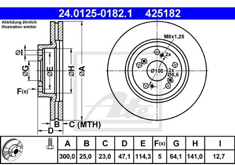 ATE Tarcza hamulcowa 24.0125-0182.1