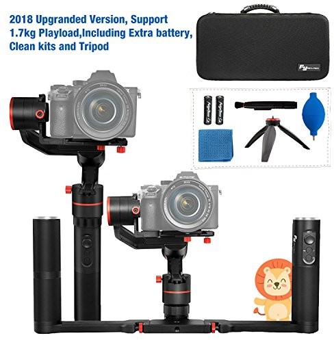 Nikon feiy utech A1000 Upgraded with Dual Grip Handle Kit 3-Axis Gimbal Stabilizer for Sony/Canon Series DSLR Camera/GoPro Action Camera/smartphone, 1.7kg Payload, APP Control with Carry Bag and Tripo a1000