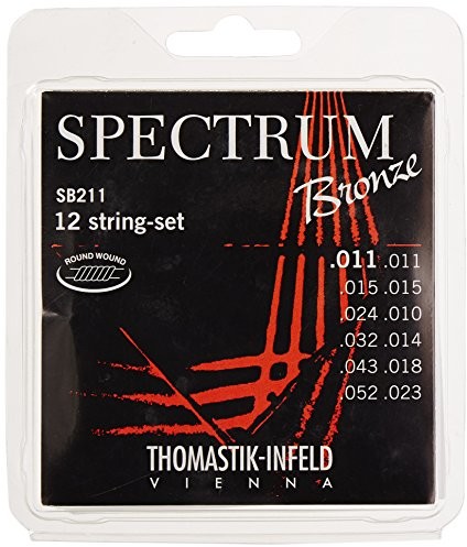 Thomastik struny do gitary akustycznej spektrum z brązu seria bezniklu zestaw SB210 12-strunowy ekstra lekki .010-.050 SB211