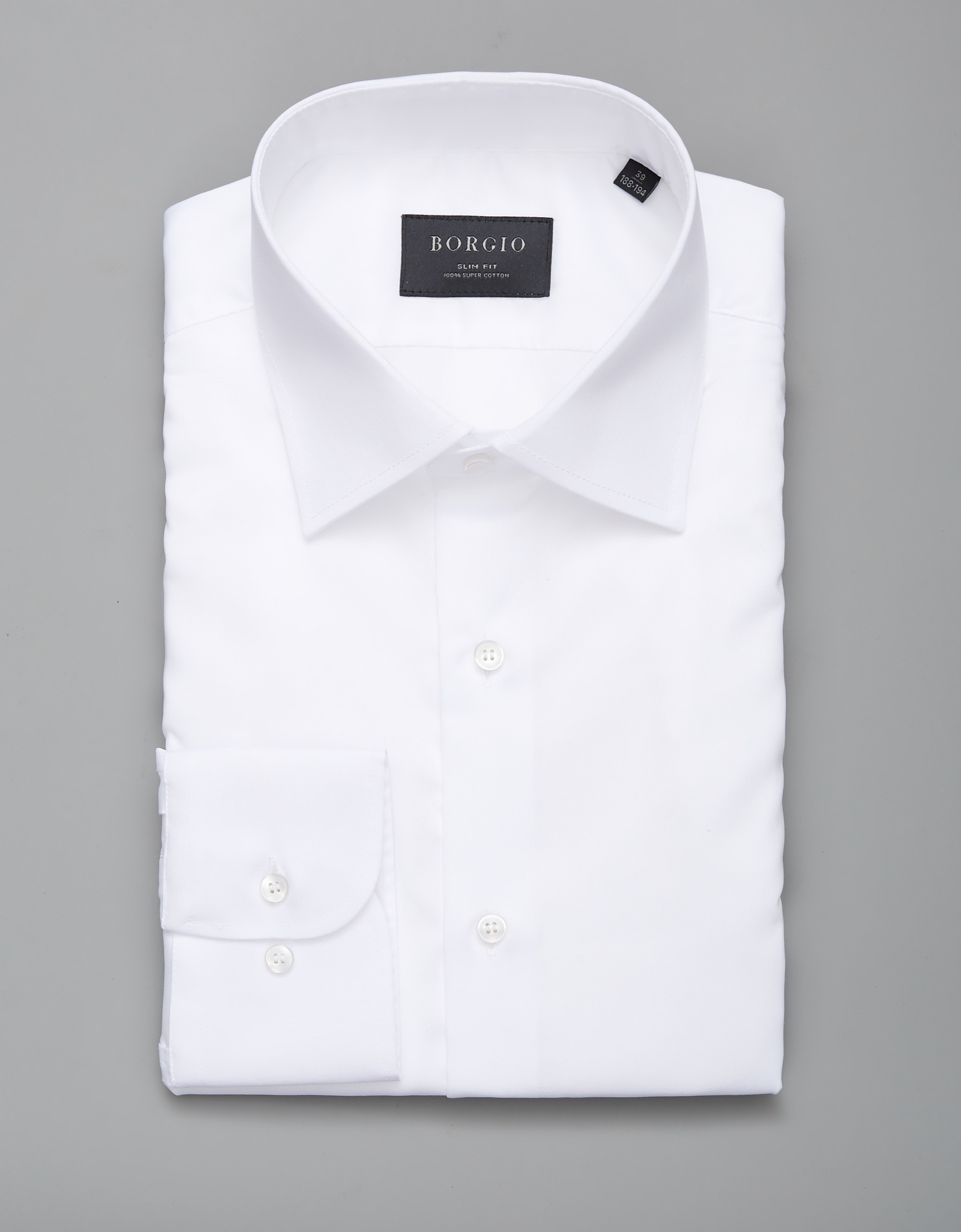 Borgio koszula lavello 00254 długi rękaw biały slim fit