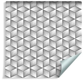 Muralo Tapeta Sześciany w Odcieniach Szarości Efekt 3D 164538648 T_F_10mx53_C_164538648_A