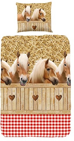 Good Morning! Good Morning 5058-A, 135 cm bettwaesche z końmi, 100% bawełna, wielokolorowa, 200 x 135 x 0,5 cm