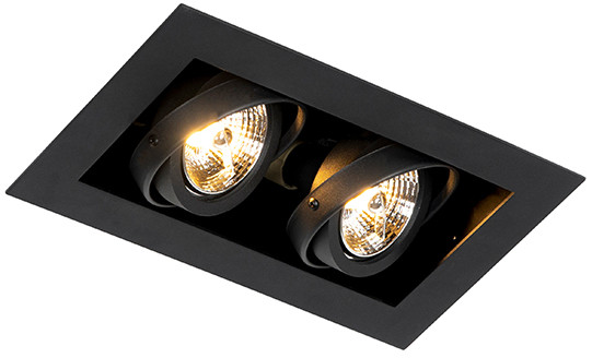 QAZQA Moderne inbouwspot zwart 2-lichts verstelbaar - Oneon 70 103938