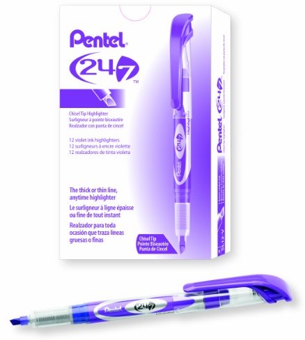 Pentel SL12 marker do tekstu z płynnie tusz do drukarki, 12 sztuki, fioletowy SL12-V