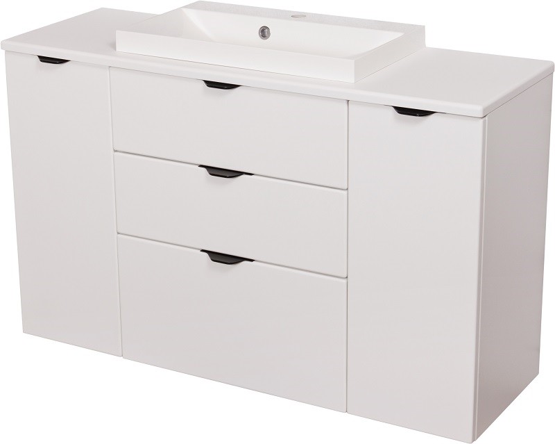 Biała szafka łazienkowa z umywalką 120/3 cm Liv Victa VIC-B-U120/39/C3+Liv