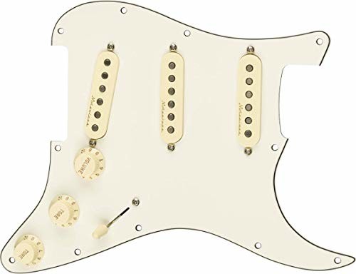 Fender wstępnie okablowany Pickguard Strat vintage bezgłośny - S/S/S - pergamin biały 0992344509