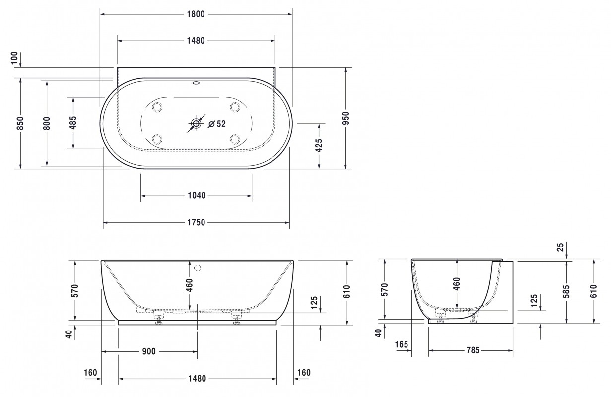 Duravit LUV Wanna owalna przyścienna 180x95 biała 70043300000000