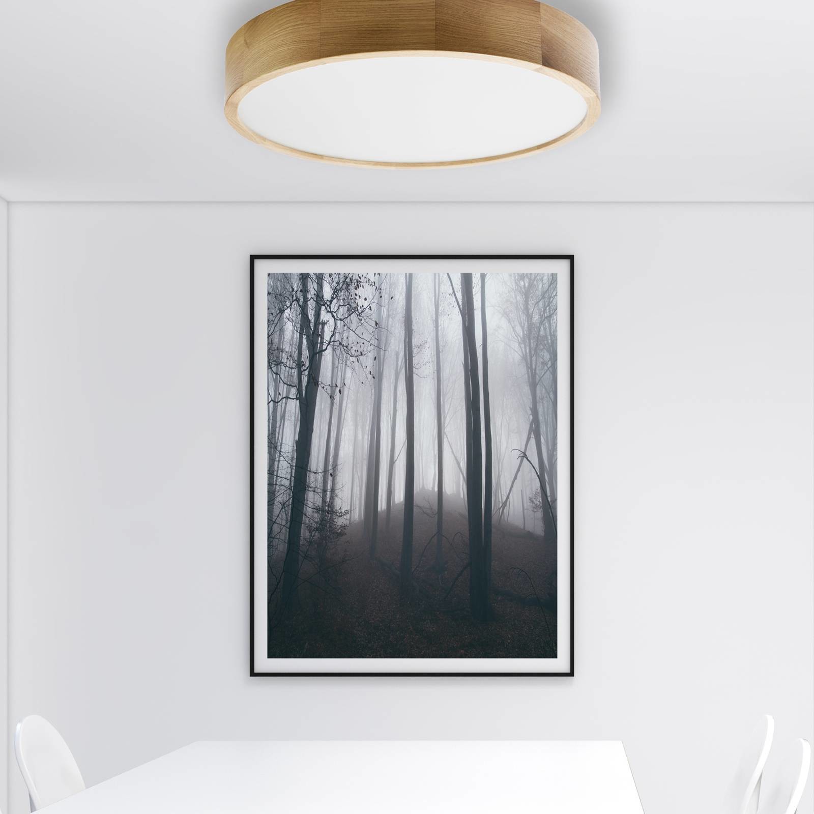 Euluna Lampa sufitowa Cleo DR475 czujnik, dąb 48 cm