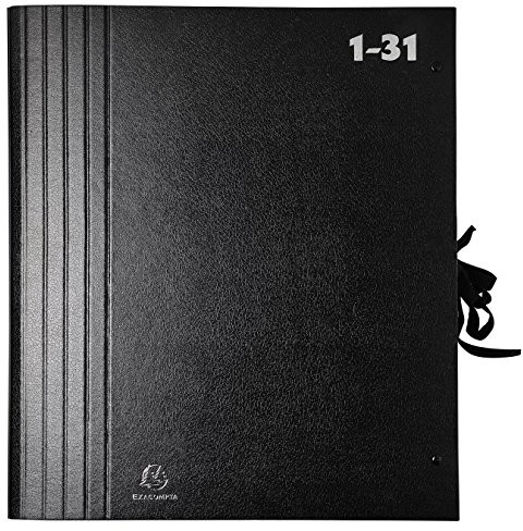 Exacompta Exacompta 61650B Teczka z przegródkami premium z zamknięciem na klamrę A4 31 przegródek mocna okładka zakładki z efektem lupy idealna do przechowywania dokumentów organizer czarny 61650B