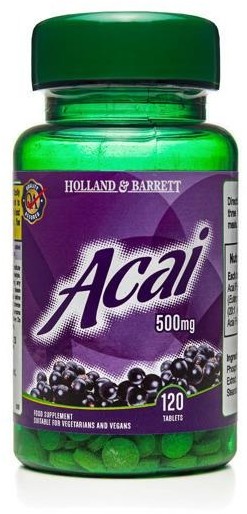 HOLLAND & BARRETT Holland & Barrett Jagody Acai 500mg suplement diety 120 tabletek