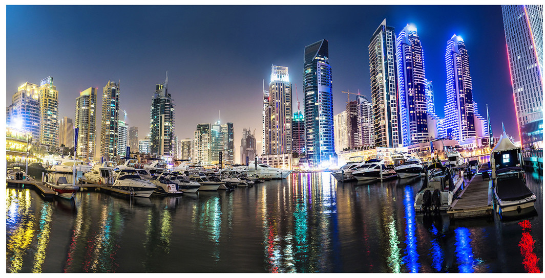 Foto obraz na ścianę akryl Dubaj nocą