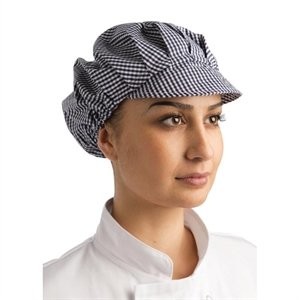 Whites Chefs Clothing Czapka kucharska z daszkiem | biało-niebieska kratka B257