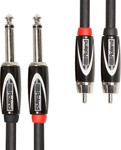 Roland Black Serie podwójny kabel połączeniowy 6,3 mm jack na cinch, długość: 1 m RCC-3-2R28 RCC-3-2R28