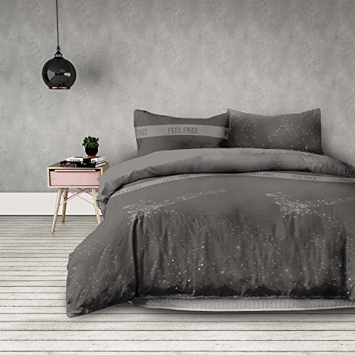 AmeliaHome pościel geometryczny wzór pościel mikrofibra zamek błyskawiczny Basic Collection Eagle szary grafitowy antracyt stal 5450