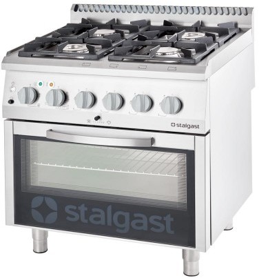 Stalgast kuchnia gazowa 4 palnikowa wym. 800x700x850 z piekarnikiem elektrycznym 24 +7 kW (statyczny) - G20 9715310