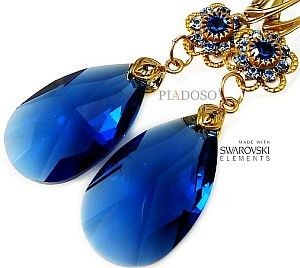 Swarovski NOWE PIĘKNE KOLCZYKI BLUE FEELING GOLD