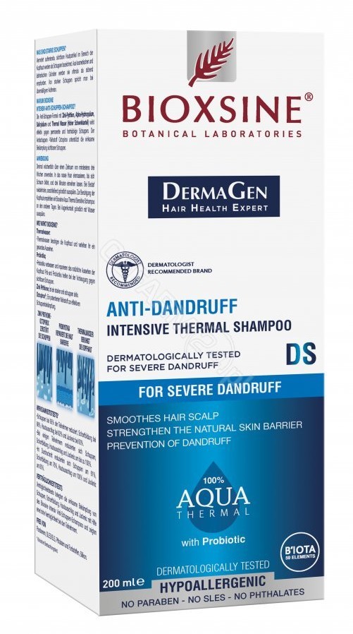 BIOTA LABORATORIES Bioxsine Dermagen Aqua Thermal DS hipoalergiczny szampon przeciwłupieżowy dla skóry głowy z łojotokiem 200 ml