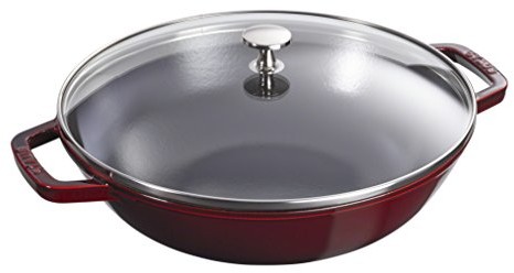 Фото - Сковорідка Staub  Wok żeliwny z pokrywką 30 cm, grenadynowy 