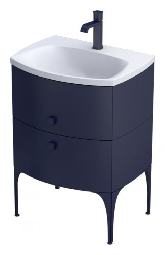 Oristo Szafka wisząca LOUIS 62 cm GRANATOWY MAT z umywalką LOUIS 62 cm BIAŁY POŁYSK OR50-SD2S-62-14 + UME-LU-62-92