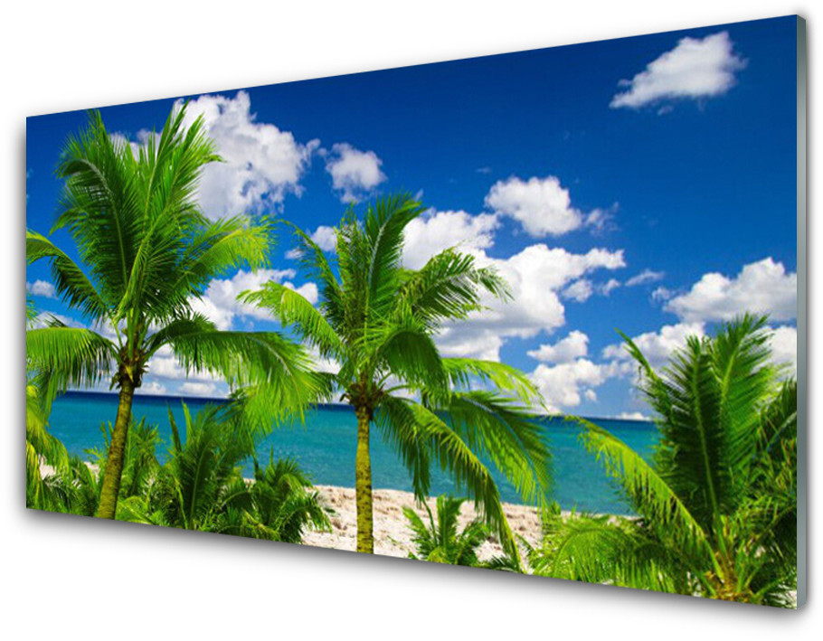 Tulup.pl Panel Szklany Morze Palma Drzewa Krajobraz 125x50cm